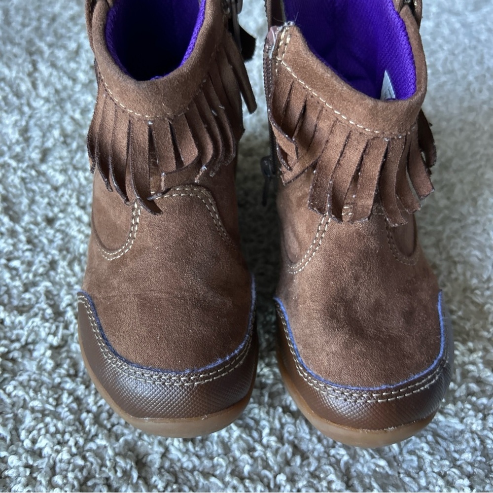 Kids Brown Suede Fringe Boots-Surprize Clementine